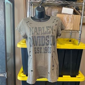 Women’s Harley-Davidson Green Distressed Top